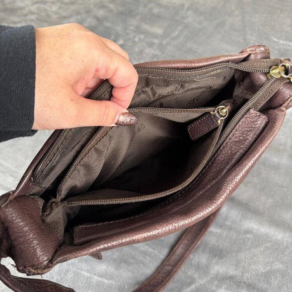 Fossil Women's Vintage Pebbled Brown Leather Shoulder Bag Style Y2K McBling - Picture 13 of 13